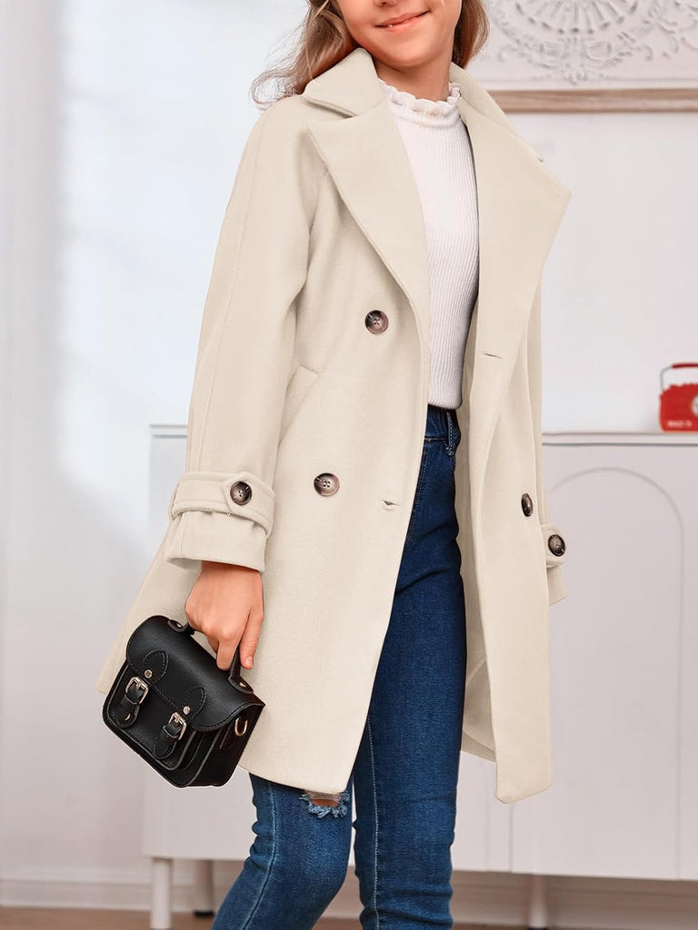 Girls Dress Coats Wool Blend Coat Double Breasted Jacket