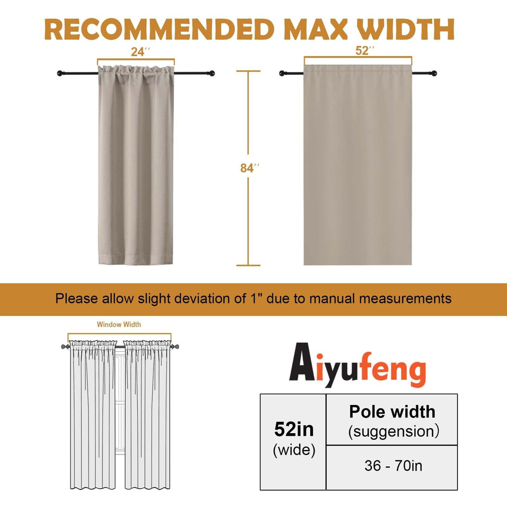 Peal Blackout Curtains 84 Inch Length 2 Panels Set, Thermal Insulated Room Darkening Light Blocking Rod Pocket Window