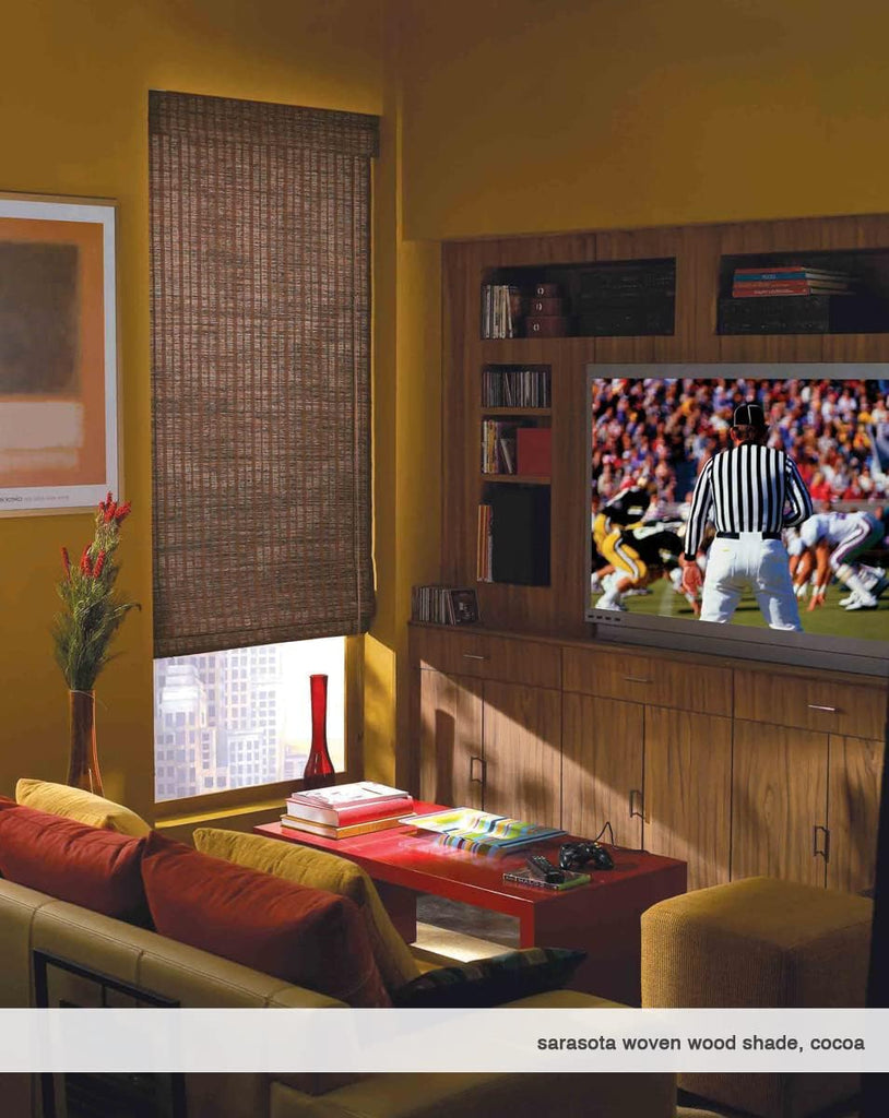 Cordless Woven Wood Roman Shades, 24W x 72H, Ashbury Camel, Sizes 20-72 Wide and 24-72 High