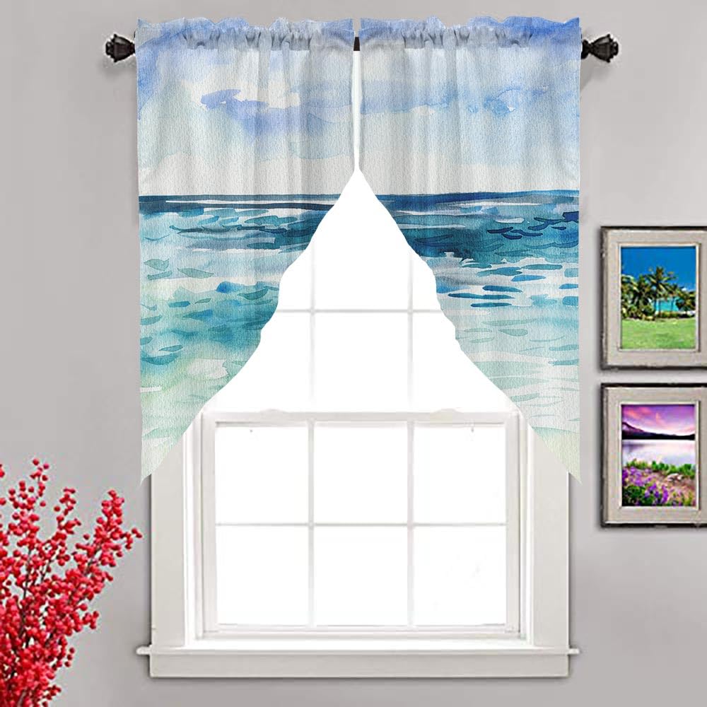 Watercolor Seascape Swag Valances for Vindows