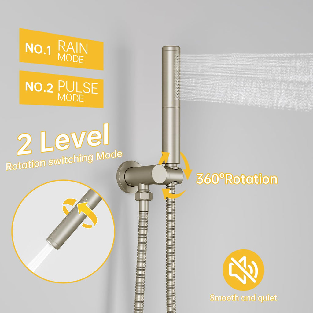 Shower System with 10 Inch Round Rain Shower Head and Handheld Wall Mounted, High Pressure Rainfall Shower Faucet