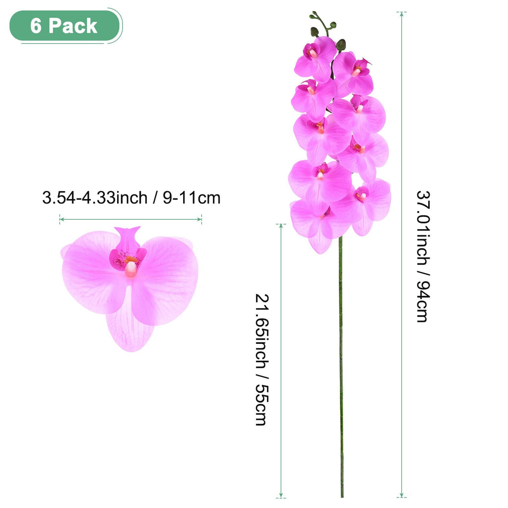 Artificial Orchid Flowers 9 Large 37" 6Pcs Lilac