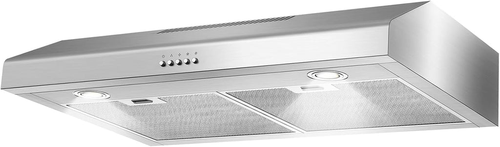 30 Inch Under Cabinet Range Hood 450 CFM Quiet Operation 3 Speed Convertible Ducted/Ductless