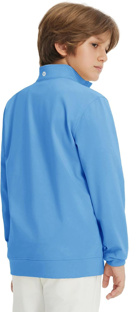 Boys Long Sleeve Quarter Zip Pullover Fleece Warmth Mock Neck Solid Youth Sweatshirt Winter Clothes for Kids