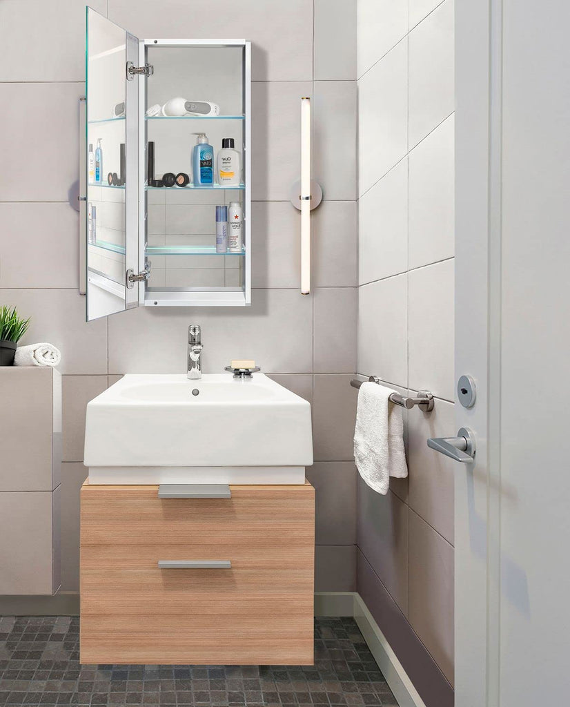 Medicine Cabinet | Recess or Surface Mount | Blum Hinge 170 Degree Soft Close|(15"x36")