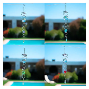 Decorative Spiral - 2024 New Gazing Ball Spiral Tail Wind Spinner Stabilizer, Spinfinity Designs Hanging Kinetic Wind