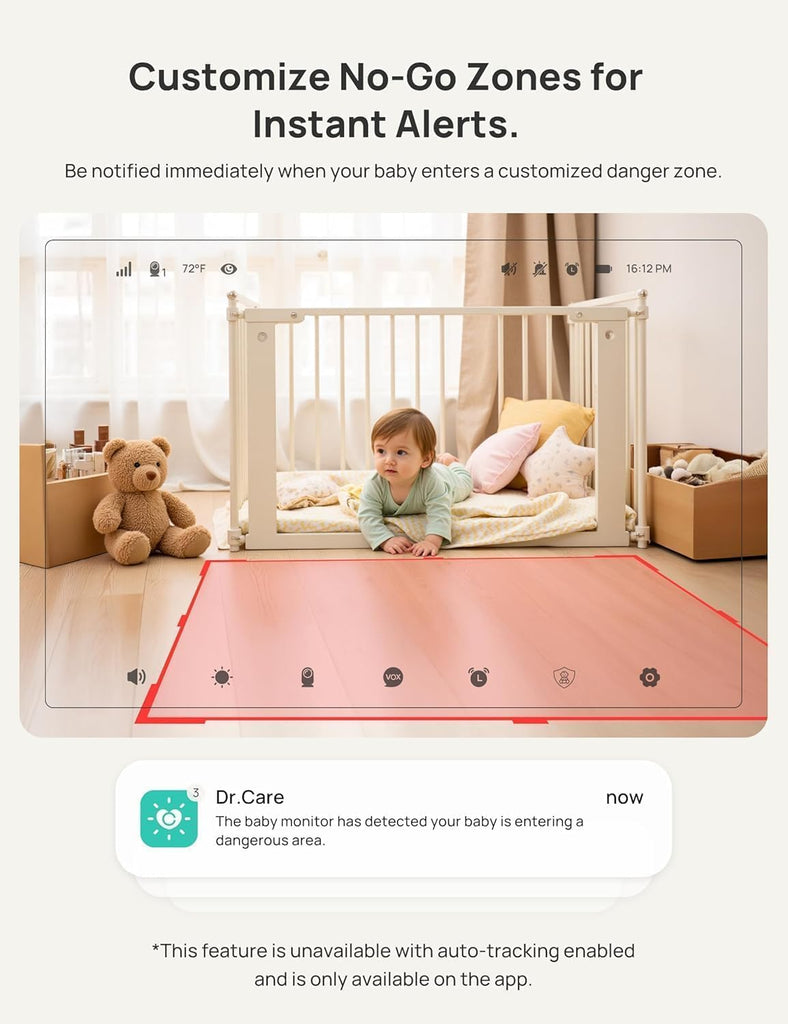 VistaView 5" Smart WiFi Baby Monitor with 2 Cameras, 1080P Display