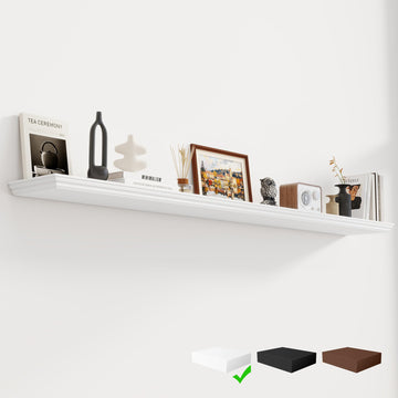 Floating Shelves, White, 72 Inch Long, 9.3 Inch Deep, 1 Pack
