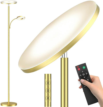 Polished Gold Floor Lamp, 42W 4000LM Premium Brightness, Luxury Decor Finish & Smart Plug Compatible, Touch Control