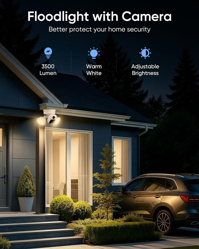 Floodlight Camera, 2K Hardwired Smart Security Camera Outdoor
