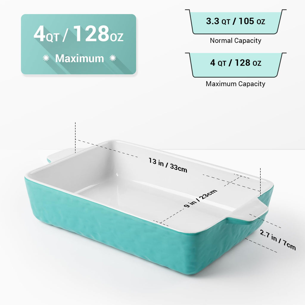 4 QT Baking Dish Deep Nonstick Dish Oven Safe, 9 x 13in, Aquamarine