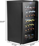 28-Bottle Dual Zone Compressor Wine Cooler, Freestanding Compact Mini Wine Fridg