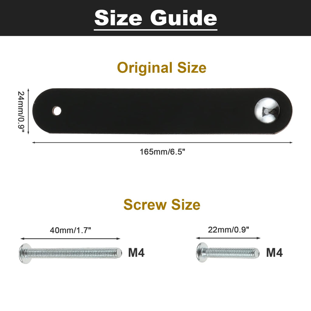 10 Pack Leather Drawer Pulls with Short and Long Screws, Black