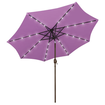 9 ft Solar Umbrella, Patio Umbrella with 32 LED Lights, Table Market Umbrella, Outdoor Umbrella for Garden, Deck