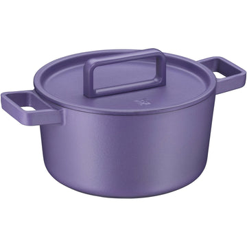 Flavour Roasting Dish 24 cm, Cast Iron Induction Casserole Dish, Purple, Cast Iron Cookware, Enamelled, Cast Iron