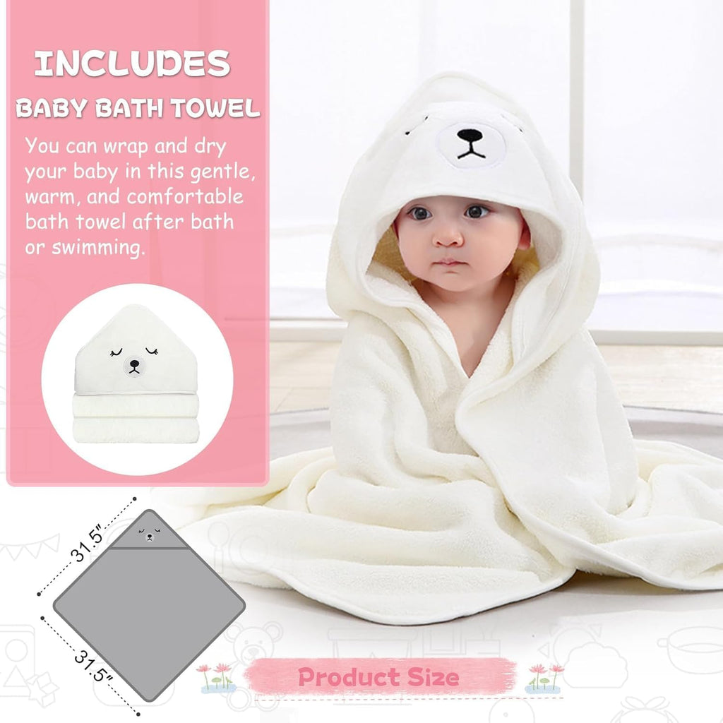 Collapsible Baby Bathtub for Newborn with Thermometer & 1 Hooded Towel & 1 Soft Floating Cushion,Portable Travel