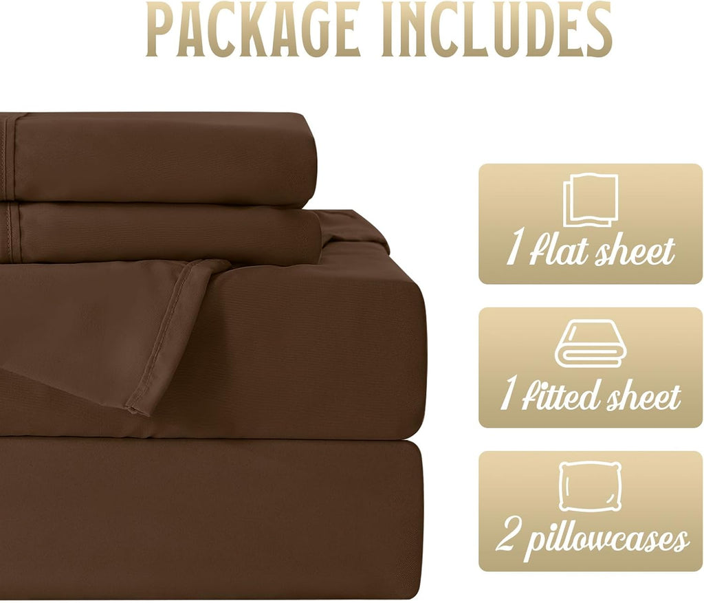 Queen Sheet Set,4 Pieces Hotel Luxury Breathable Soft Microfiber Bedsheets, Anti Pilling Deep Pockets Easy Care Bed