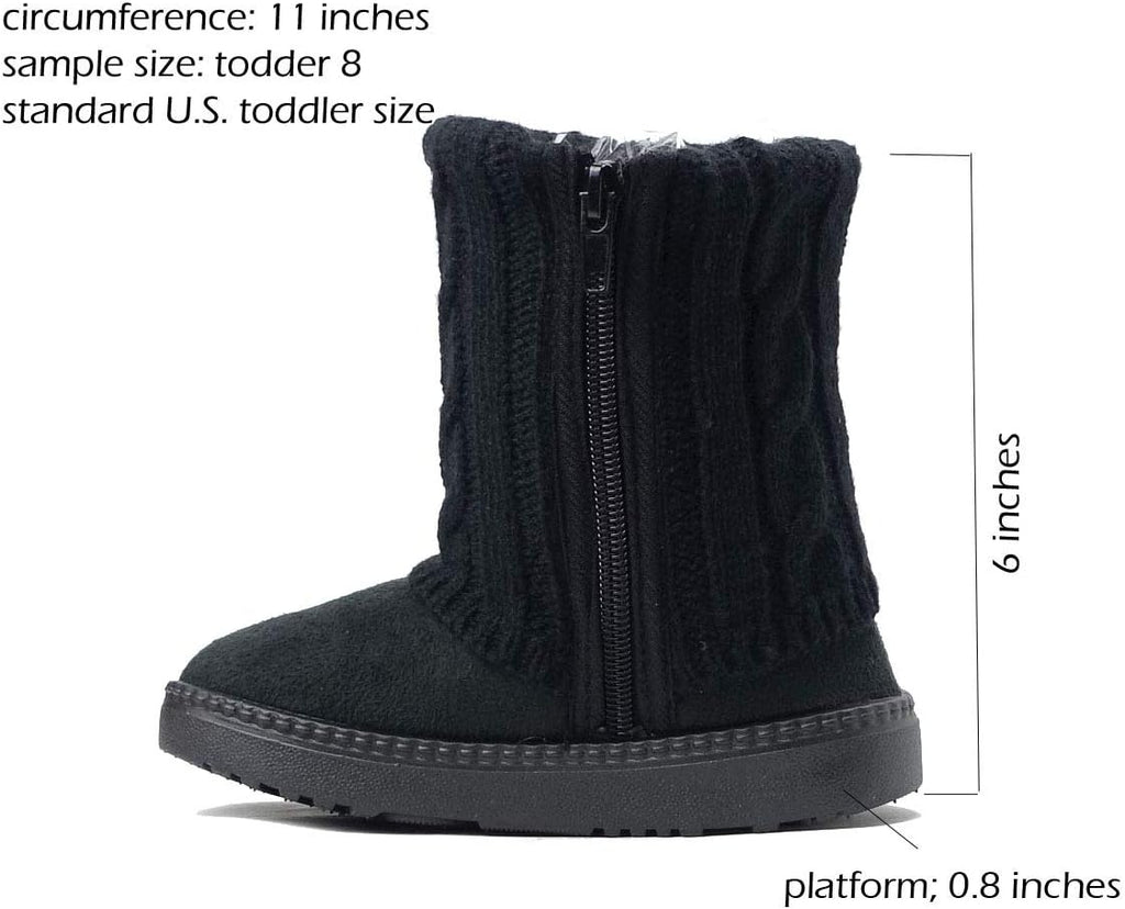 Kids Boots Toddler Girls Cute 2 Buttons || Rhinestone Faux Fur Suede Knitting Shoe
