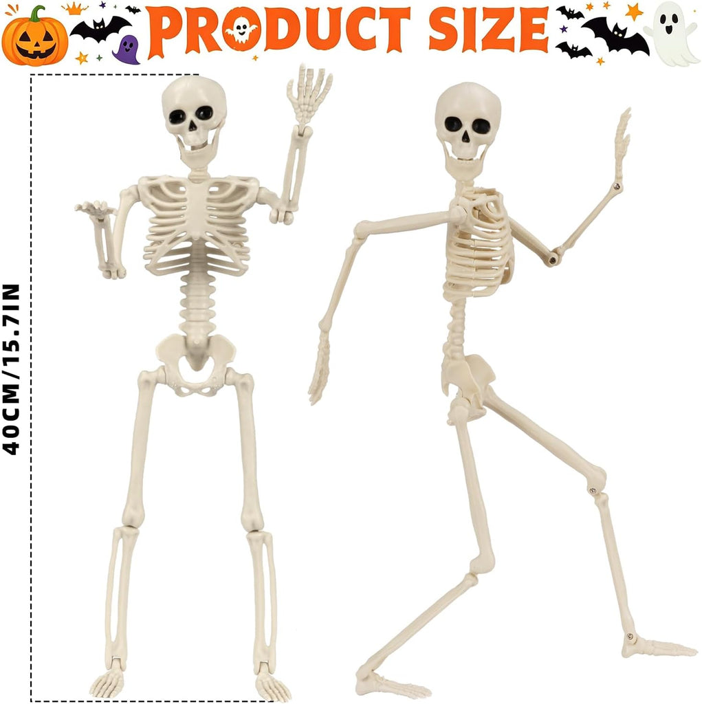 16in Posable Skeleton Halloween Decorations,Mini Skeletons - Set of 5