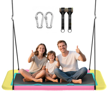 60'' Rectangle Platform Tree Swing for Kids and Adults, Giant Flying Swing with Adjustable Hanging Strap, Waterproof