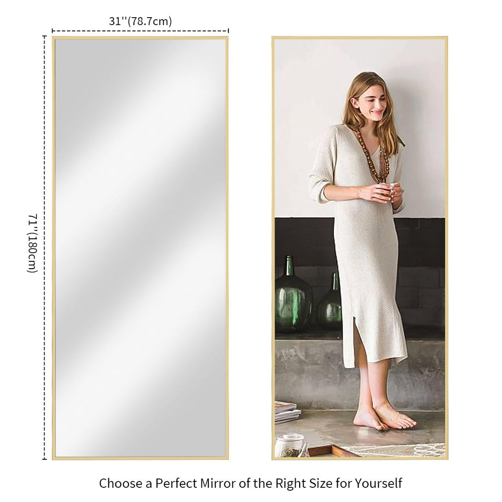 71"x30" Floor Mirror Full Length, Large Gold Mirror
