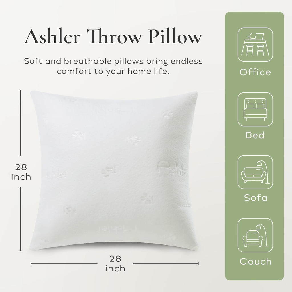 Throw Pillow Inserts 28 x 28 Inches Set of 4, Indoor Decorative Pillows, Soft and Firm Pillows with Air Layer, Square