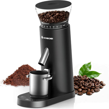 Cordless Burr Coffee Grinder, Rechargeable with 60 Grind Settings & Anti-Static, Digital Timer Touchscreen, Portable