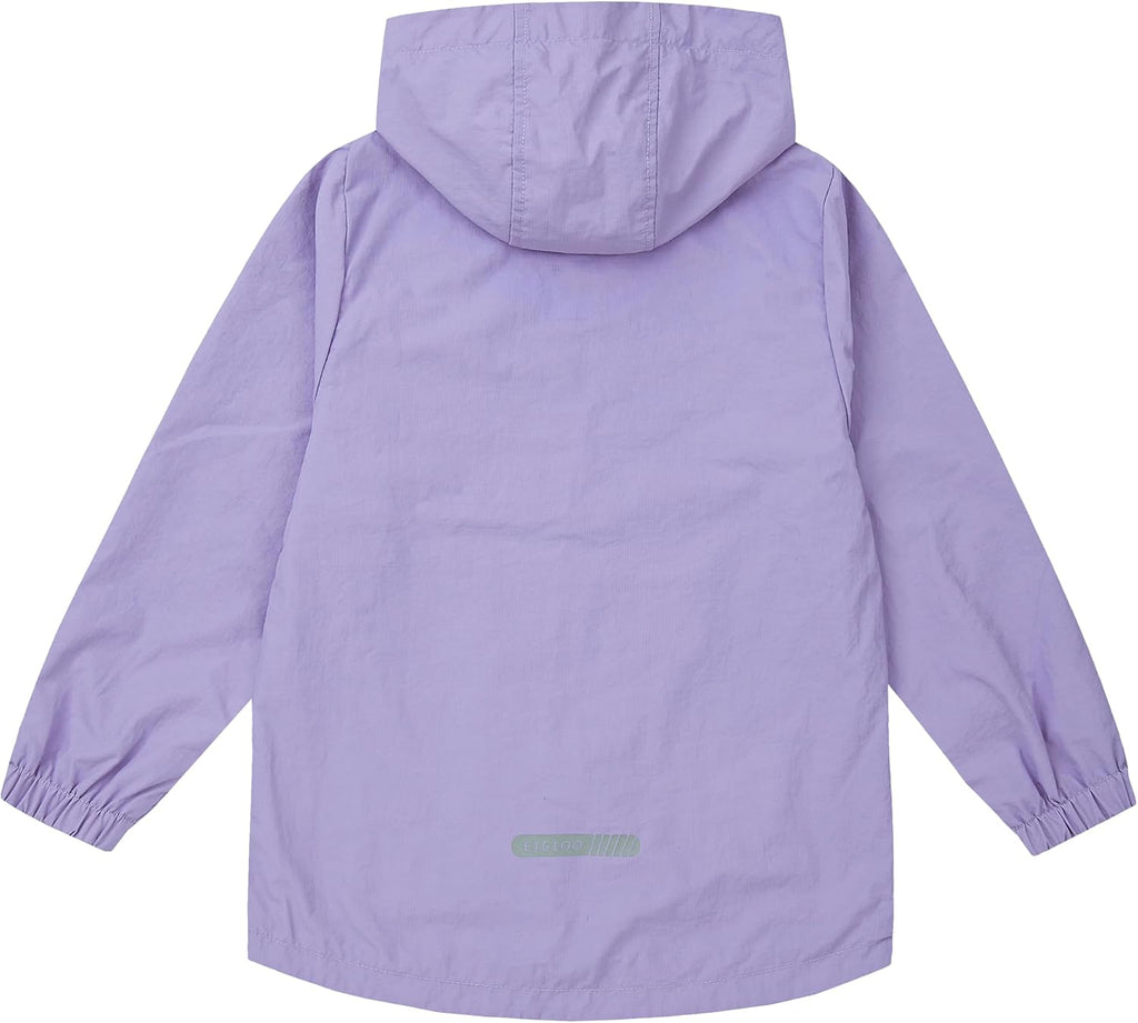 Girls Windbreaker Hooded Jacket Lightweight Packable Rain Coat