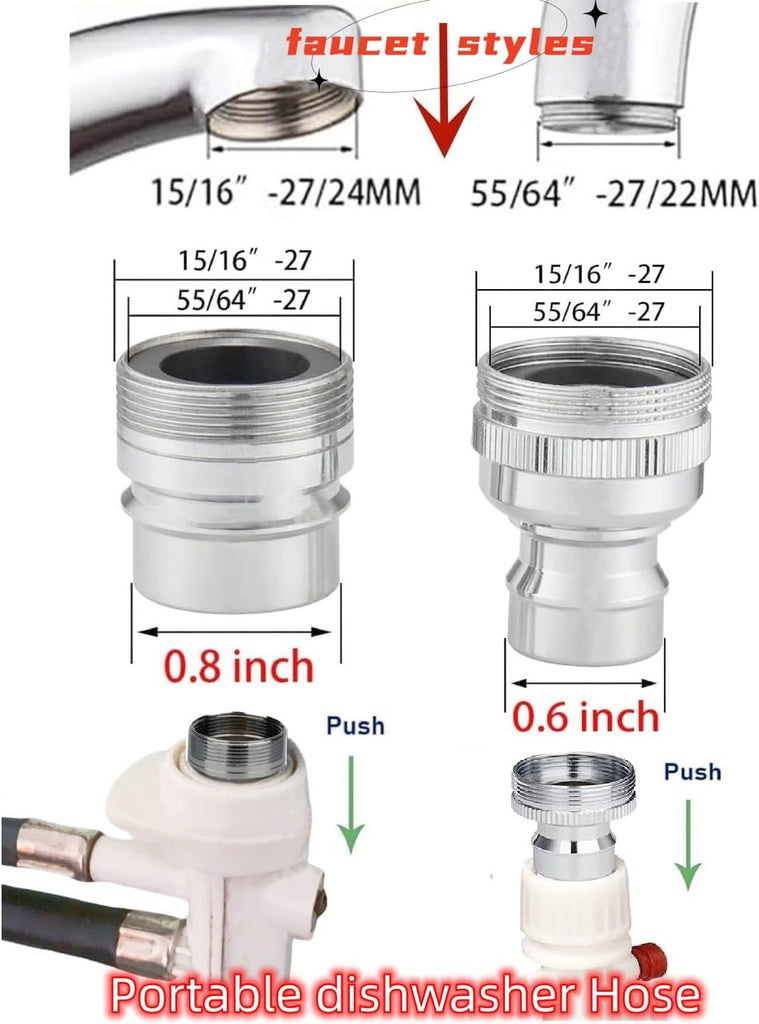 Dishwasher Faucet Adapter (Chrome-brass) fit for, Panda, Portable Dishwasher to Sink
