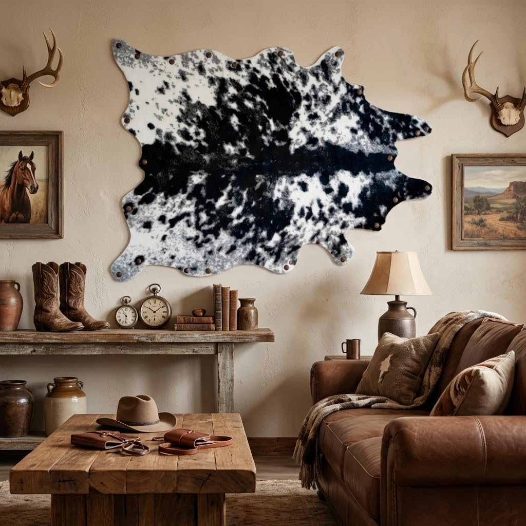 Faux Cowhide Rug Cow Print Rug Western Cowhide Area Rugs (Black and White, 2. .1ft)