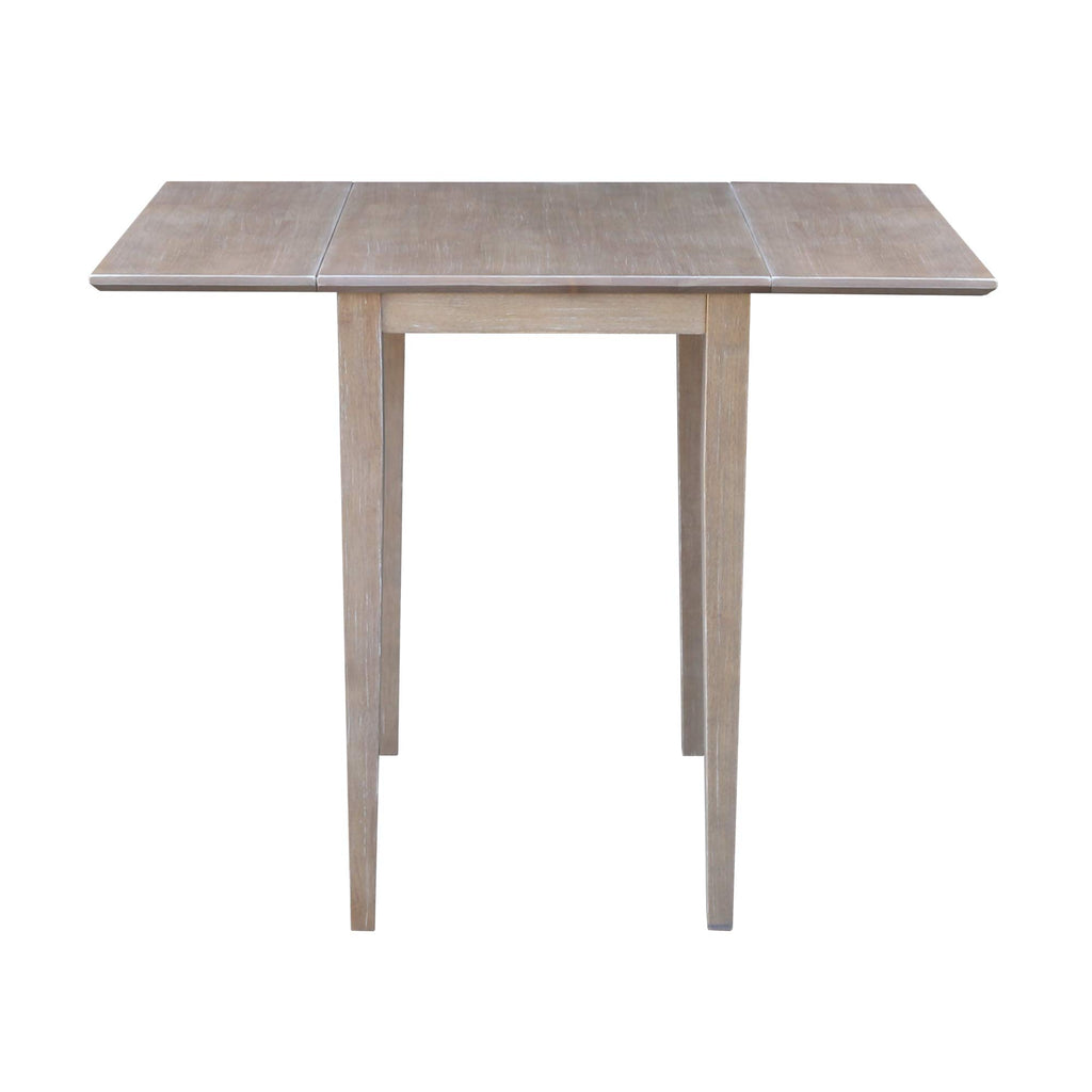 Solid Wood Small Drop Leaf Dining Table, Solid Real Wood, Sturdy Parawood, 36 X 22 X 29, Minimum Assembly, Washed Gray