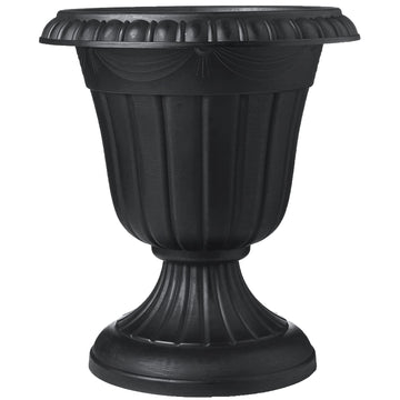 Large 16x18" Classic Traditional Plastic Urn Planter, Indoor/Outdoor Garden Plant Pot Garden Décor, Black