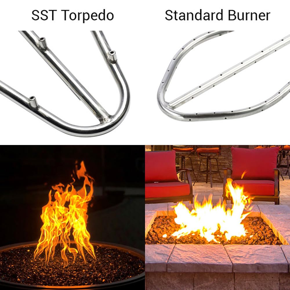 Fire Penta Fire Pit Burner, 30-Inch, Stainless Steel, Natural Gas