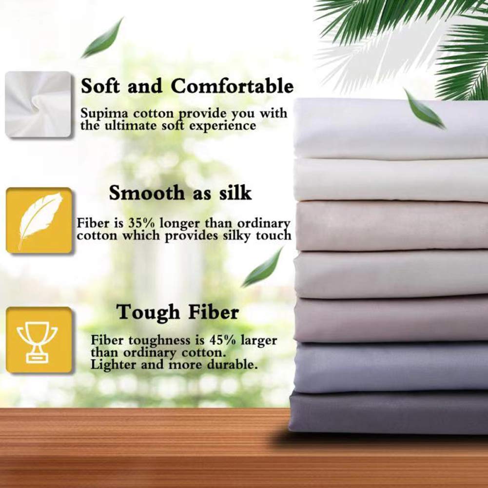 100% Supima Cotton Sheets 600 Thread Count, Bed Sheet Set Sheets 4 Pieces, Soft & Silk Sateen Weave, Fits