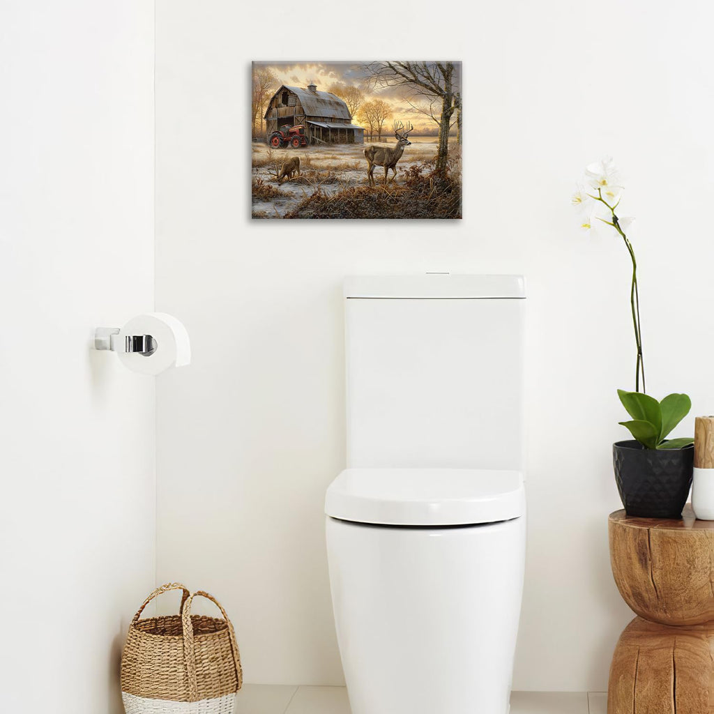 Deer Canvas Wall Art Farmhouse Elk Print Painting Framed ArtWork 20"x24"