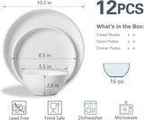 Plates and Bowls Set 12 Pcs,Stoneware Dinnerware Sets for 4 Microwavable,Oven & Dishwasher Safe Porcelain,Scratch