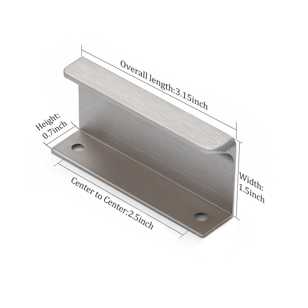 Edge Finger Tab Pull for cabinets Kitchen Concealed Drawer pulls Aluminum Flat Hidden Back Mount Door Handle Pack