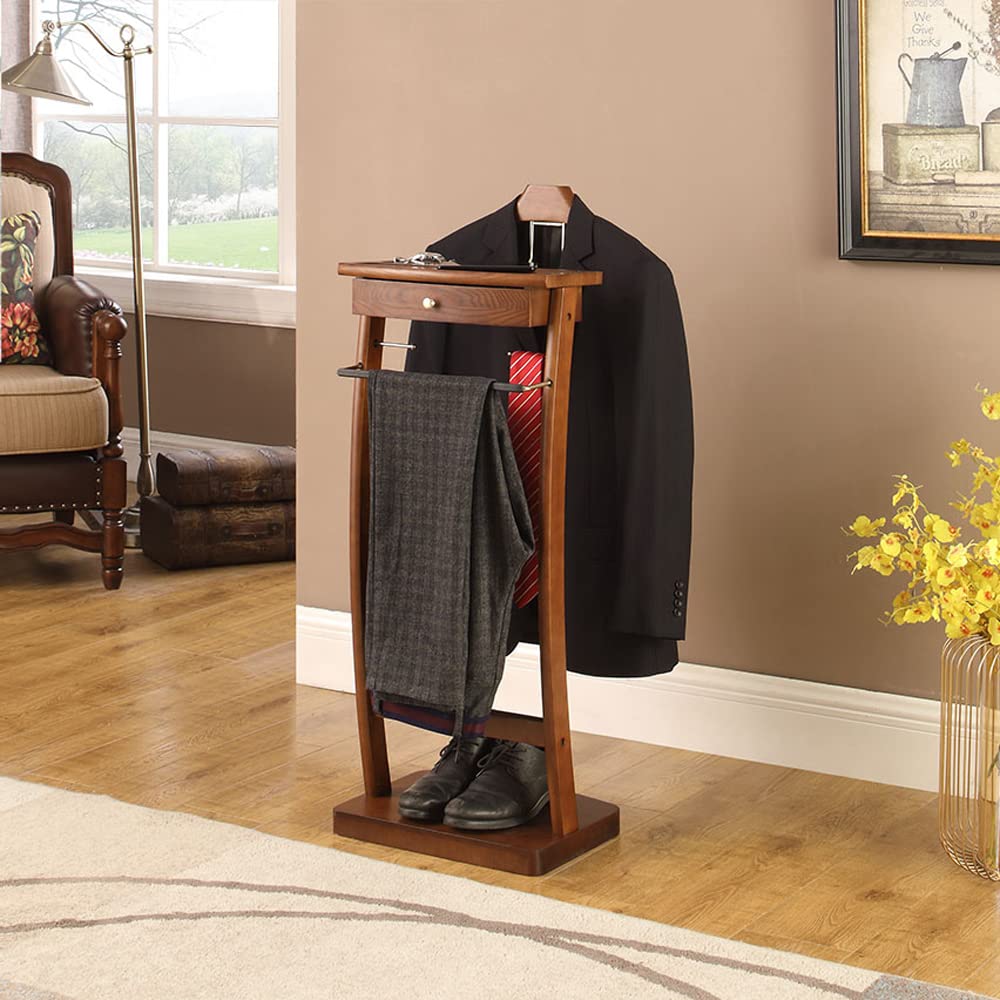 Kingsman Suit Valet Stand VL37074 with Drawer, Top Tray, Contour Hanger, Trouser Bar, Tie & Belt Hooks and