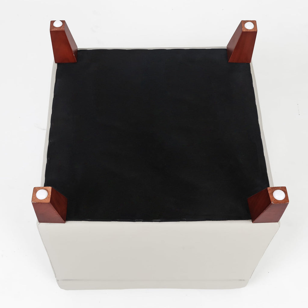 18" Square Storage Ottoman, Premium Faux Leather Lift-Top Footrest & Coffee Table, Modern Upholstered Cube with