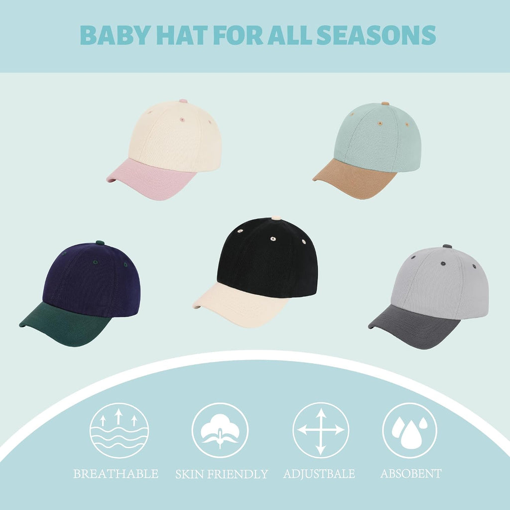 Baby Baseball Hat Toddler Baseball Cap Colorblock Cotton Girl Boy Sun Hats Adjustable Size Summer Spring Autumn