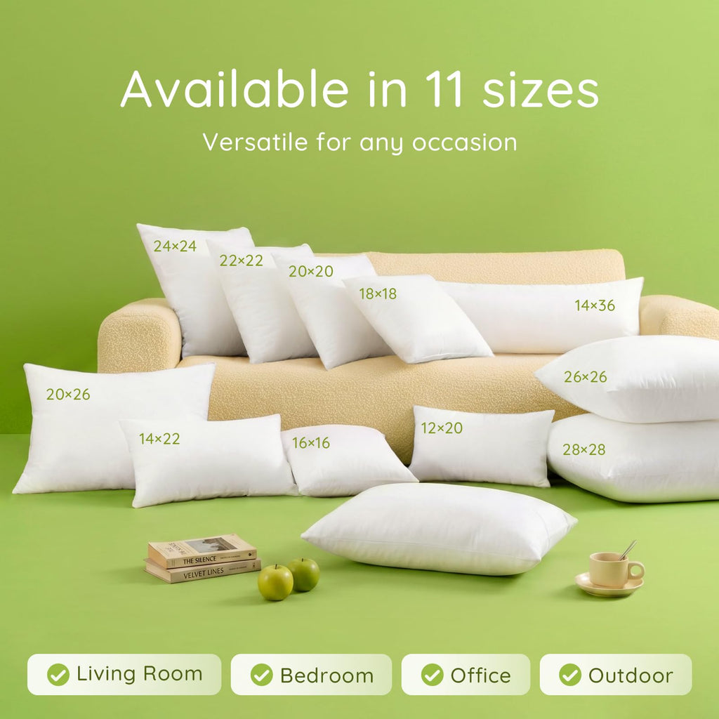 24x24 Pillow Inserts(Set of 2), Decorative Throw Pillows for Couch, Bed & Sofa, 24 Inch Square Pillows, Supportive &