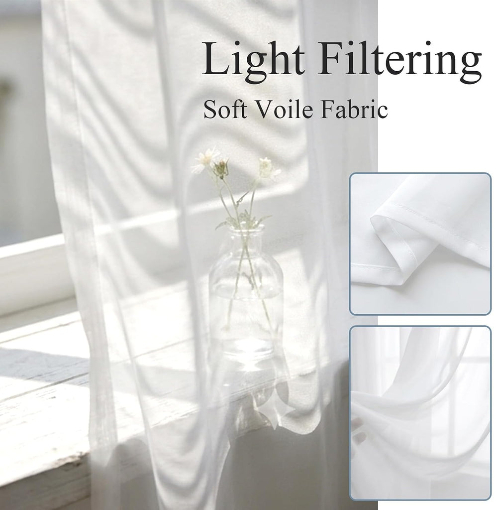 Sheer Curtains 96 Inches Long, Luxury Golden Black Light Filtering Window Curtains , Geometric Art Deco Modern Rod