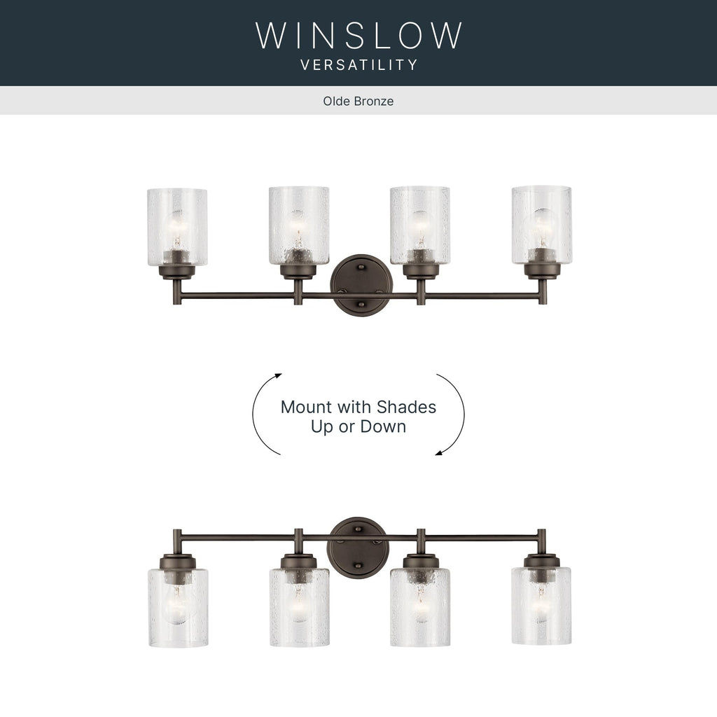 Winslow 4-Light Farmhouse Vanity Light, Olde Bronze