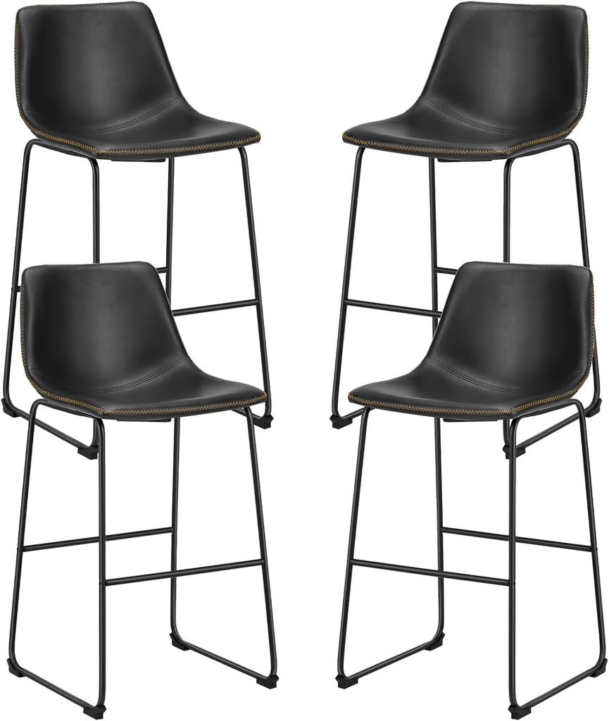 Counter Height Bar Stools Set of 4, 30 inch Height Stool Faux Leather Barstools with Back, Armless