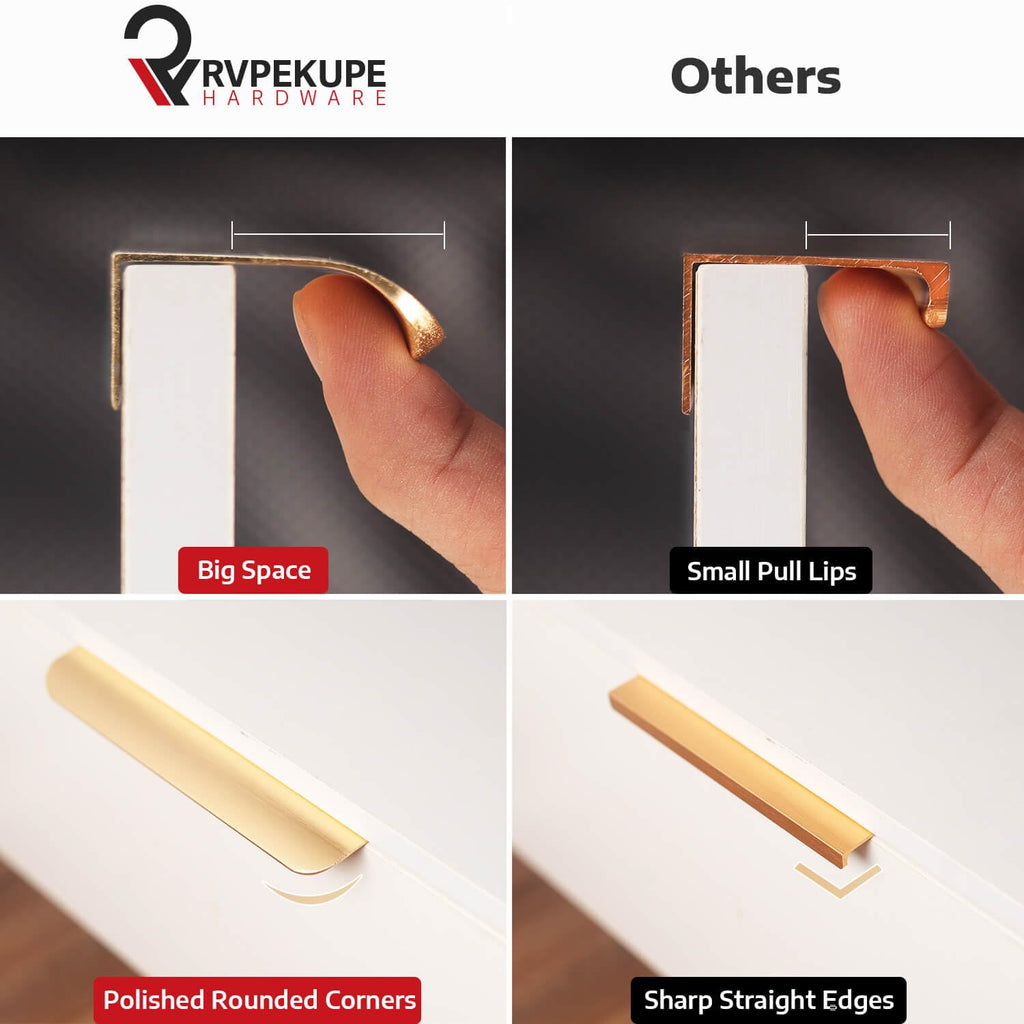 Adhesive Cabinet Finger Pulls Brushed Gold 3.15" Length