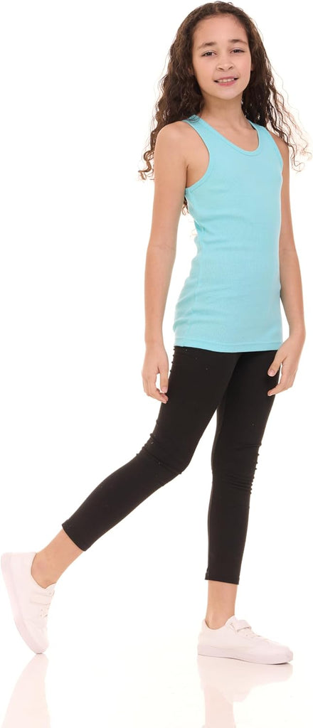 Pack Girls Tank Tops - Undershirts, Trendy Ribbed Sleeveless Summer Shirts - Kids Tank Tops