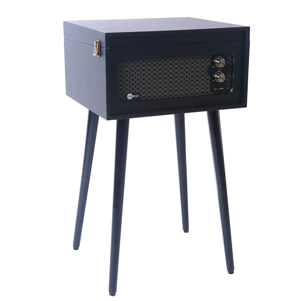 Discovery II 3-Speed Bluetooth Record Player Retro Console Turntable with Built-in Speakers and Removable Legs (Black)