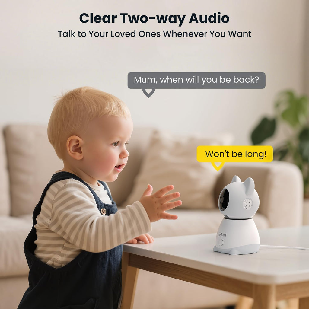 2K UHD Baby Monitor with 2 Cameras, 5" Large Screen Split-Screen