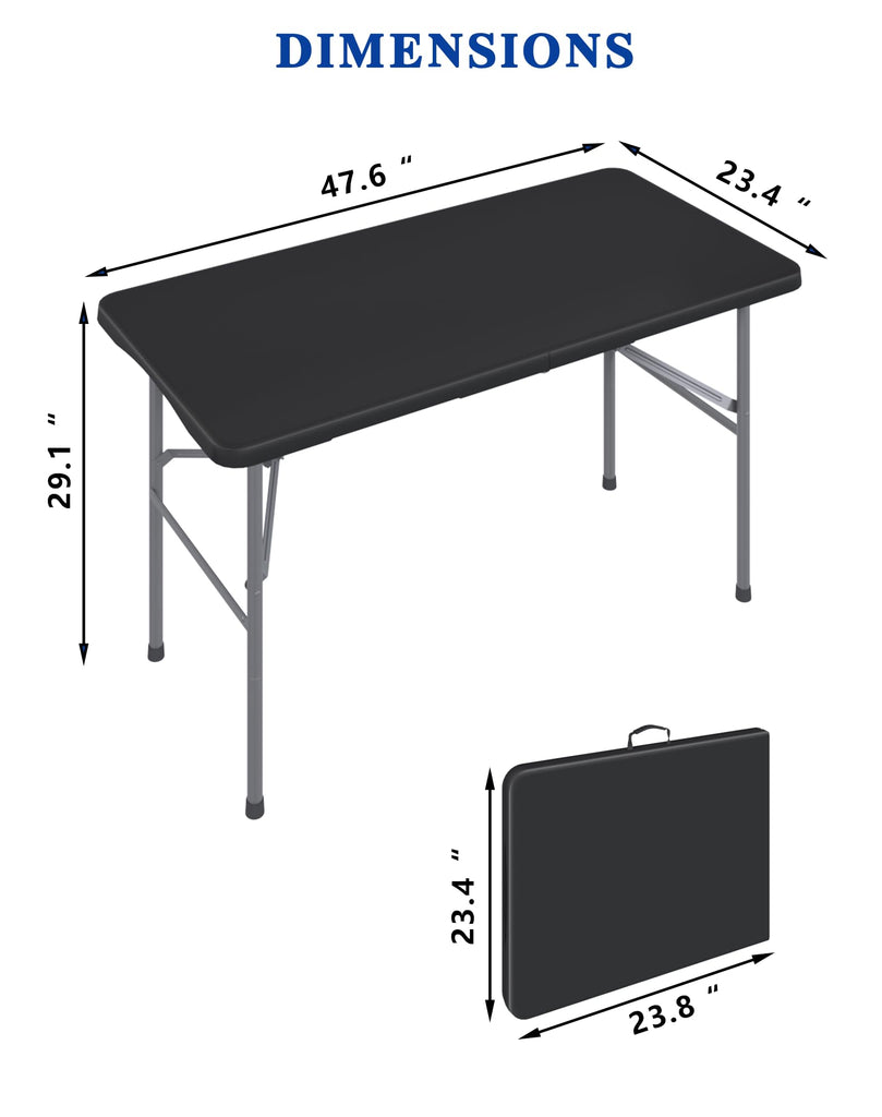 4FT Black Folding Table for Camping, Parties, Meeting, 2 Pack