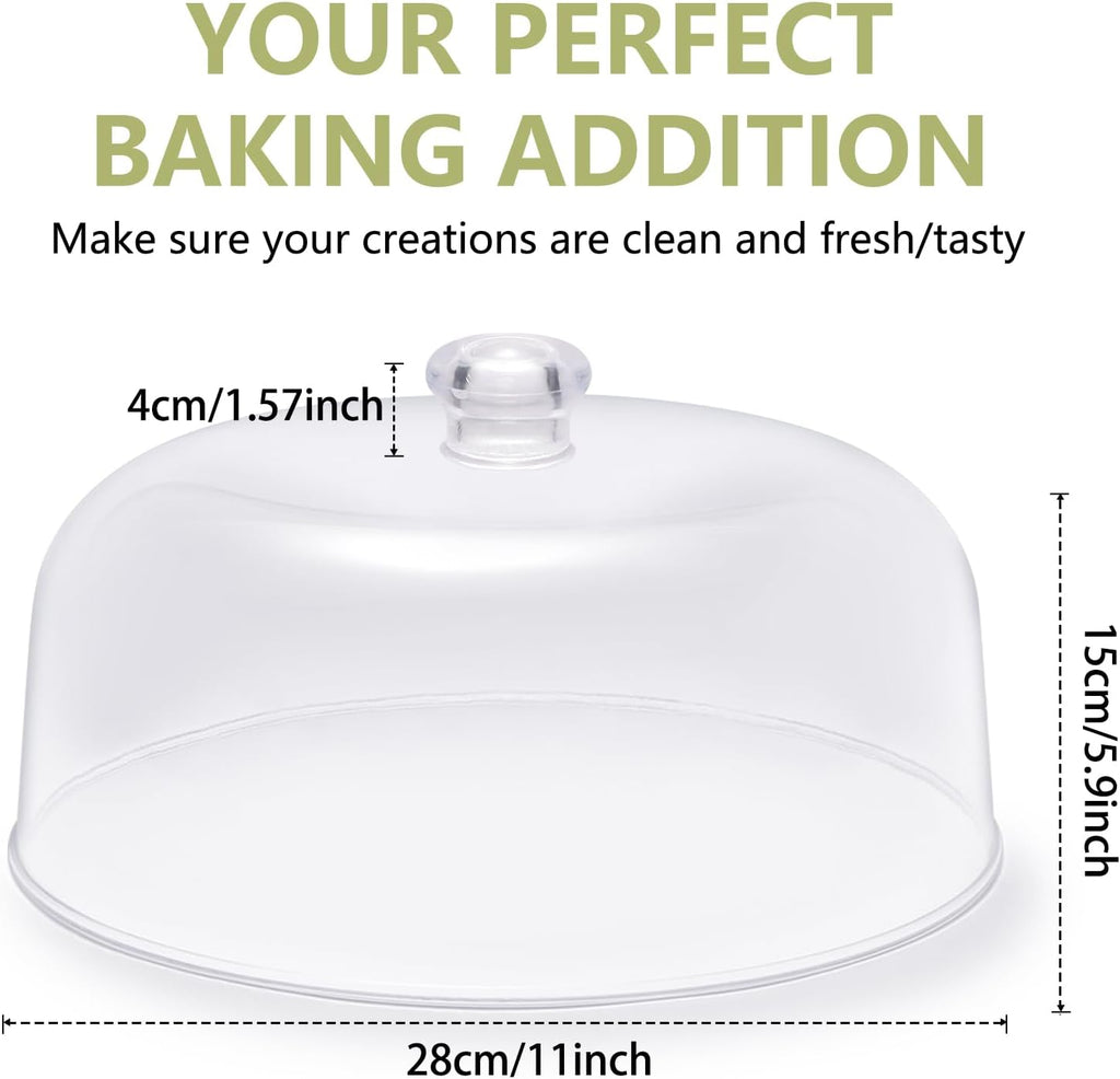 11-inch Plastic Acrylic Cake Dome Cover, Suitable for Cake Stand Plates Transparent Cake Cover(Transparent Handle)